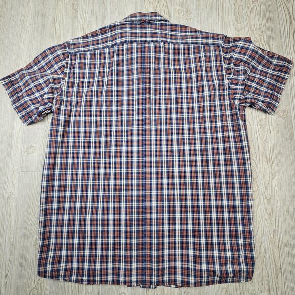 Eddie‎ Bauer Shirt Mens Large Blue Red Plaid Button Up Short Sleeve Outdoor - Picture 8 of 8
